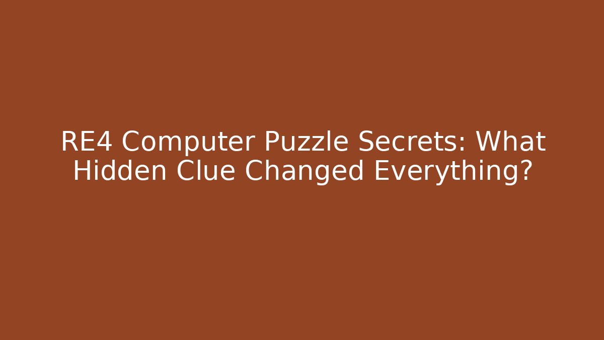 RE4 Computer Puzzle Secrets: What Hidden Clue Changed Everything? - Vintage E-Juice