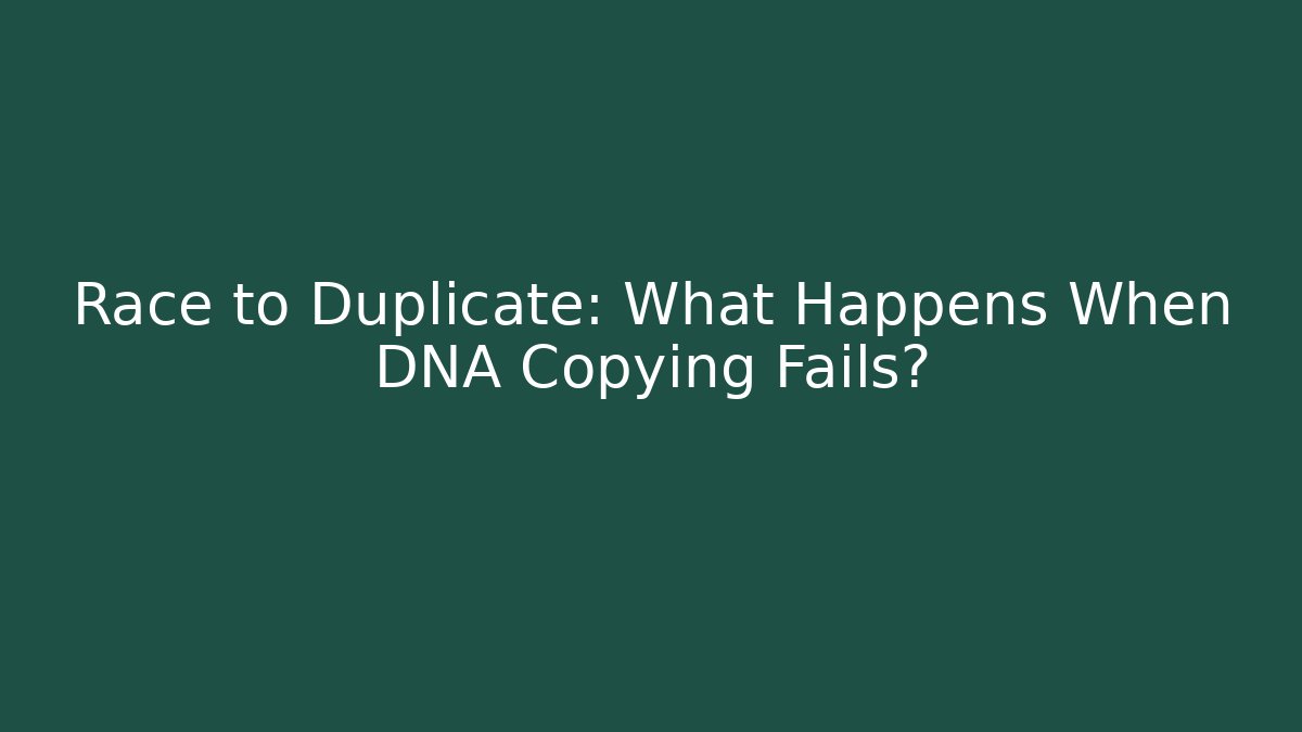 Race to Duplicate: What Happens When DNA Copying Fails?