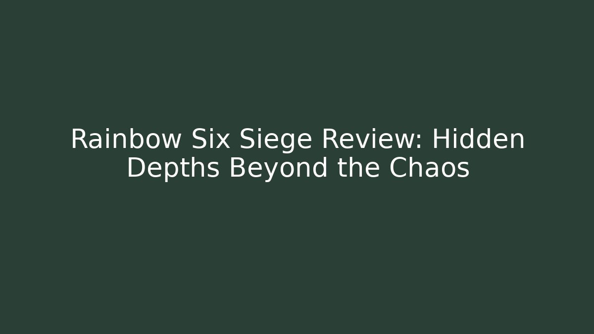 Rainbow Six Siege Review: Hidden Depths Beyond the Chaos