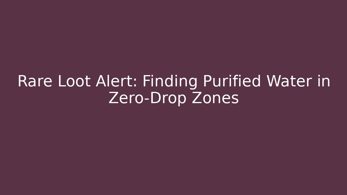 Rare Loot Alert: Finding Purified Water in Zero-Drop Zones