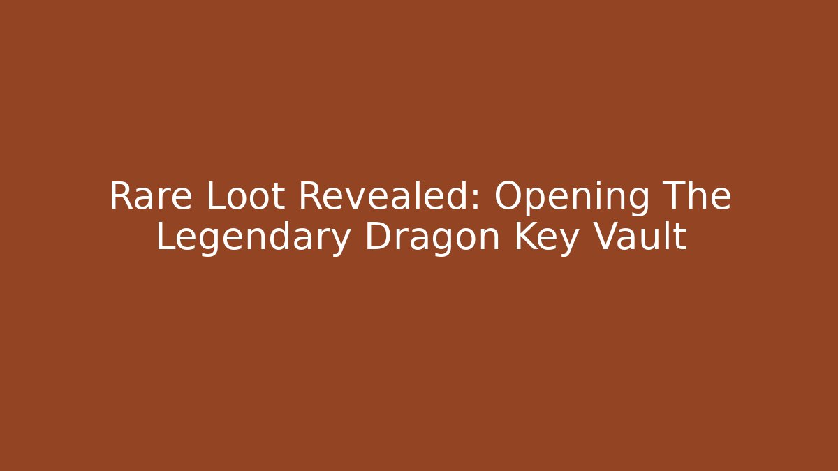 Rare Loot Revealed: Opening The Legendary Dragon Key Vault