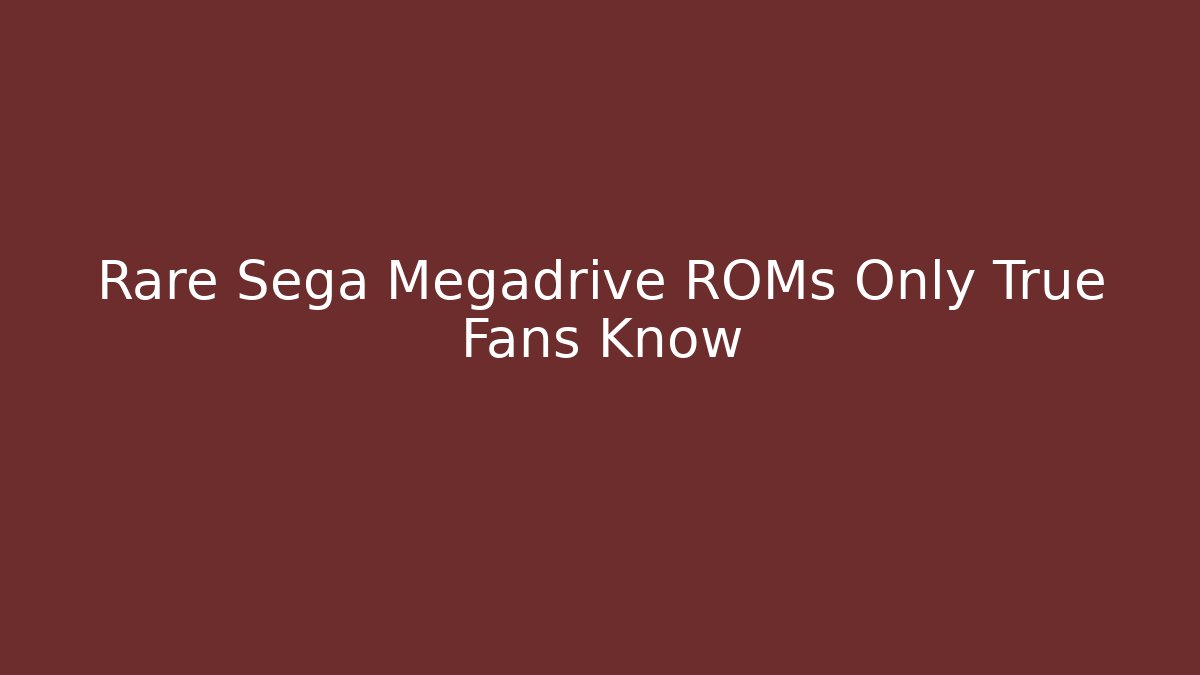 Rare Sega Megadrive ROMs Only True Fans Know