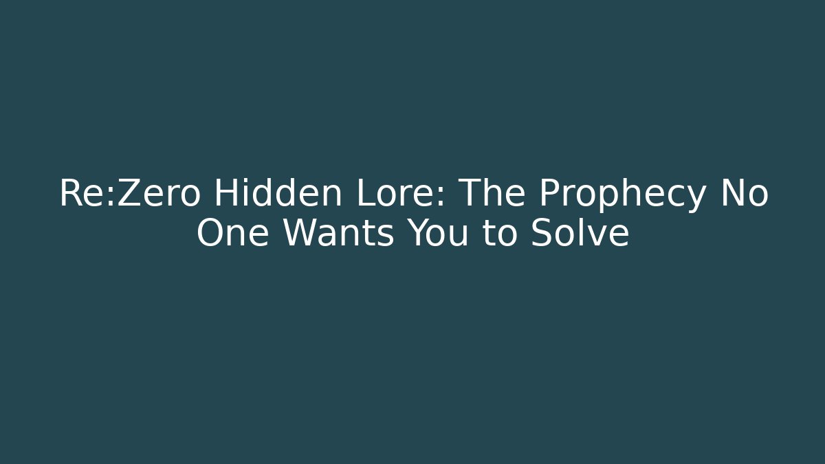 Re:Zero Hidden Lore: The Prophecy No One Wants You to Solve