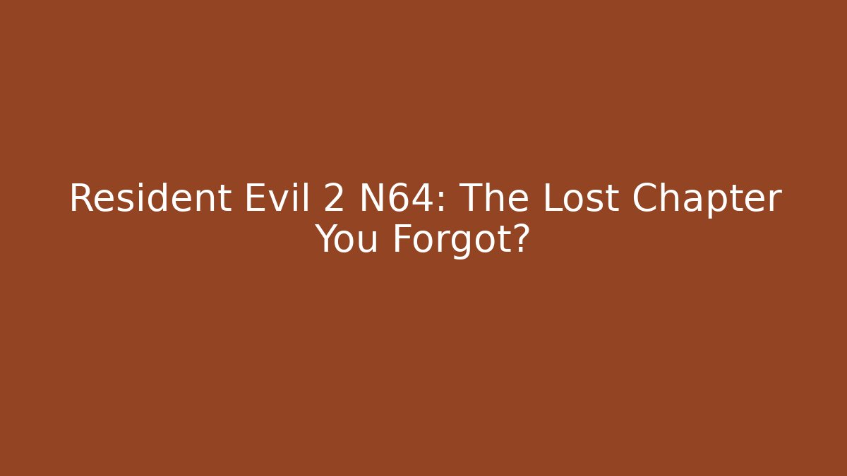 Resident Evil 2 N64: The Lost Chapter You Forgot? - Vintage E-Juice