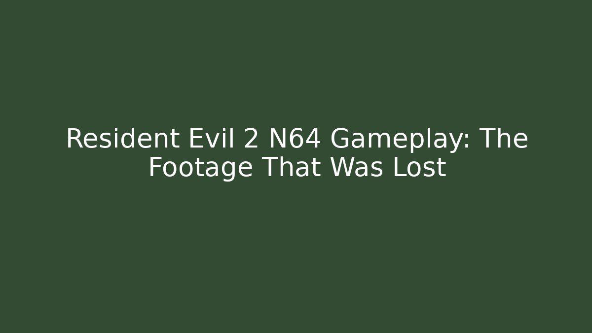 Resident Evil 2 N64 Gameplay: The Footage That Was Lost
