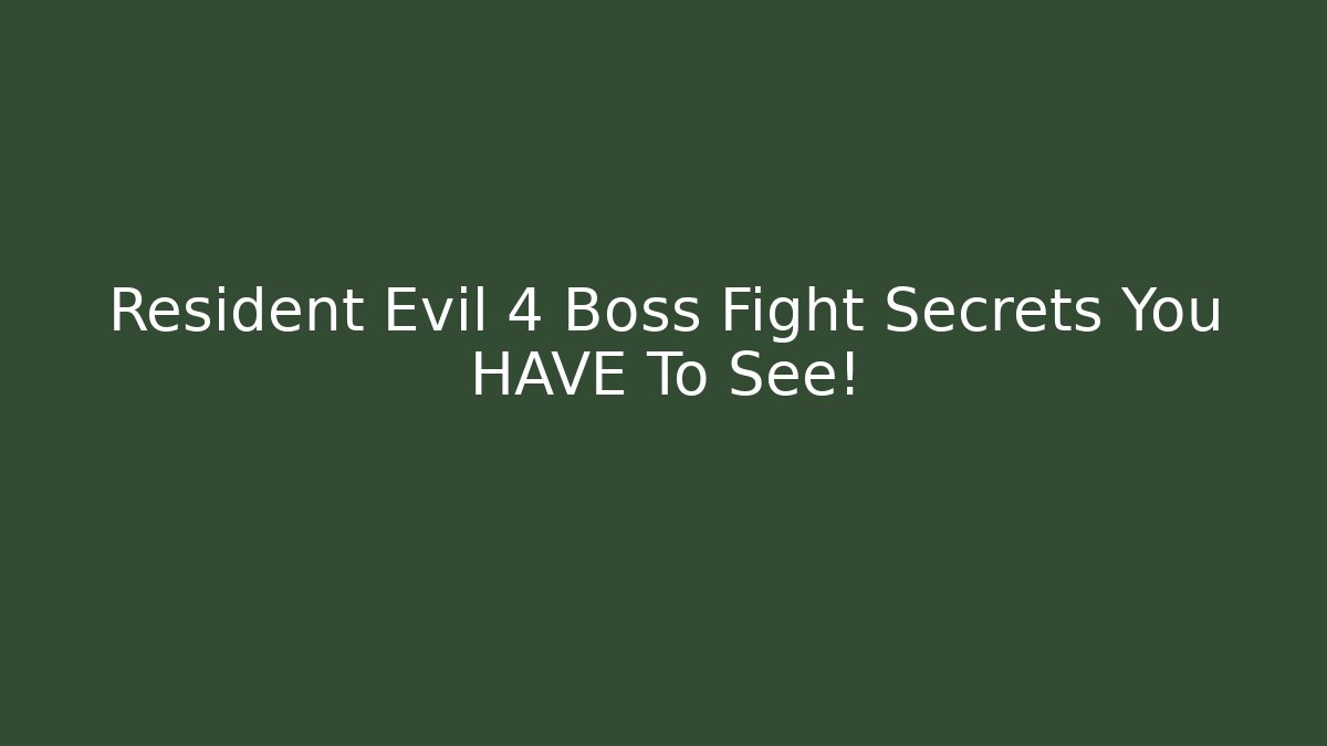 Resident Evil 4 Boss Fight Secrets You HAVE To See! - Vintage E-Juice