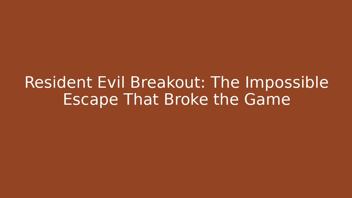 Resident Evil Breakout: The Impossible Escape That Broke the Game