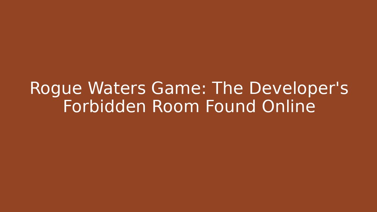 Rogue Waters Game: The Developer's Forbidden Room Found Online - Vintage E-Juice