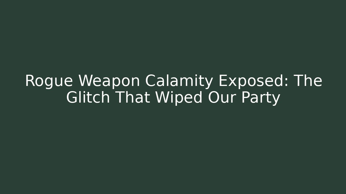 Rogue Weapon Calamity Exposed: The Glitch That Wiped Our Party