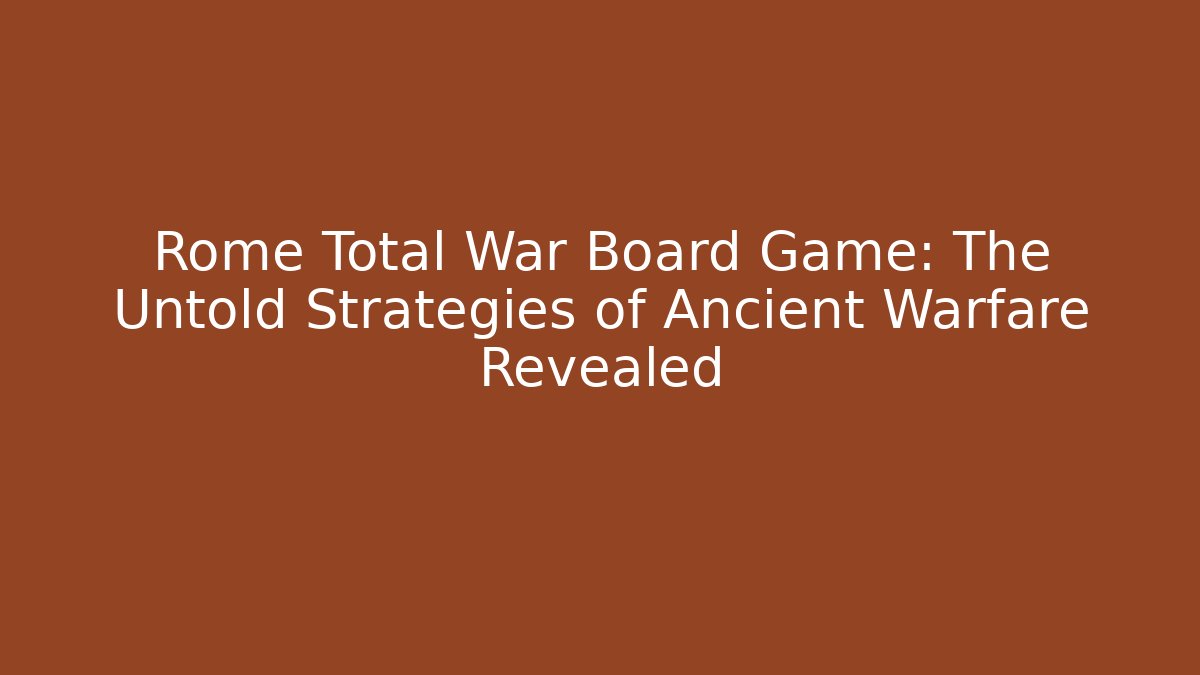 Rome Total War Board Game: The Untold Strategies of Ancient Warfare Revealed