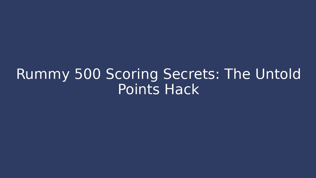 Rummy 500 Scoring Secrets: The Untold Points Hack