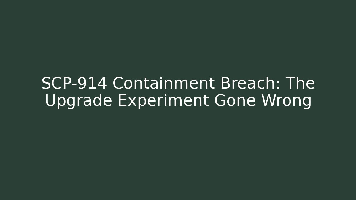 SCP-914 Containment Breach: The Upgrade Experiment Gone Wrong