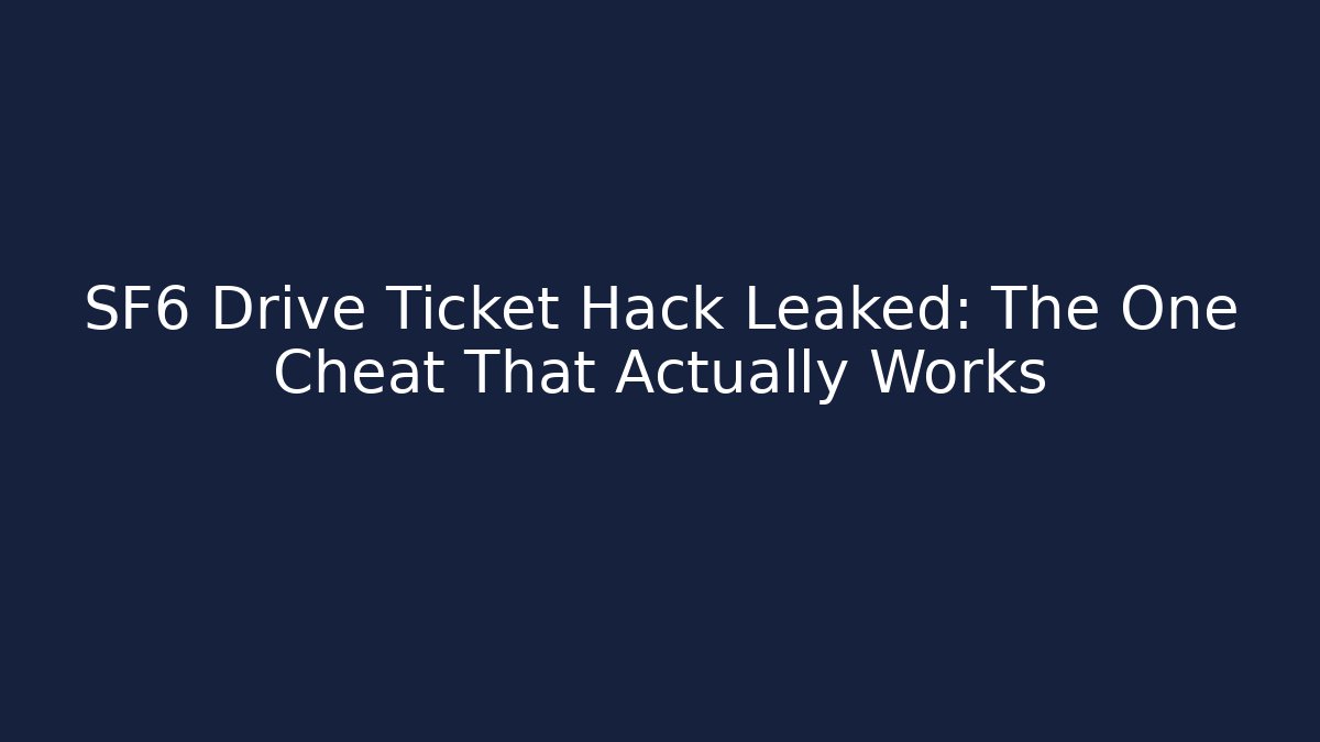 SF6 Drive Ticket Hack Leaked: The One Cheat That Actually Works - Vintage E-Juice