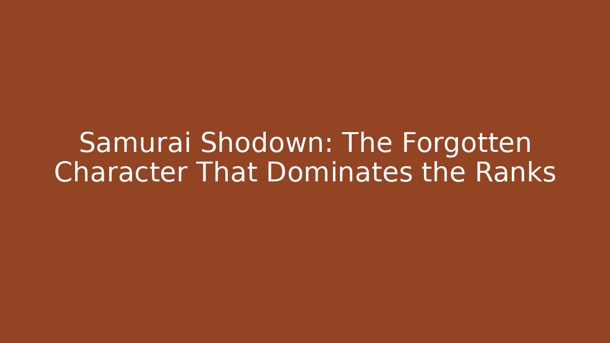 Samurai Shodown: The Forgotten Character That Dominates the Ranks