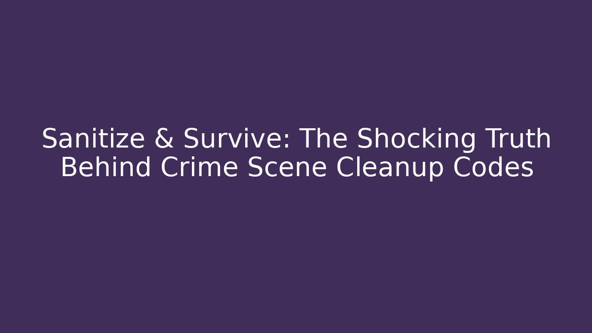 Sanitize & Survive: The Shocking Truth Behind Crime Scene Cleanup Codes - Vintage E-Juice