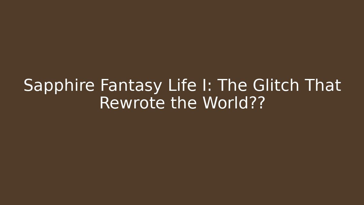 Sapphire Fantasy Life I: The Glitch That Rewrote the World真相