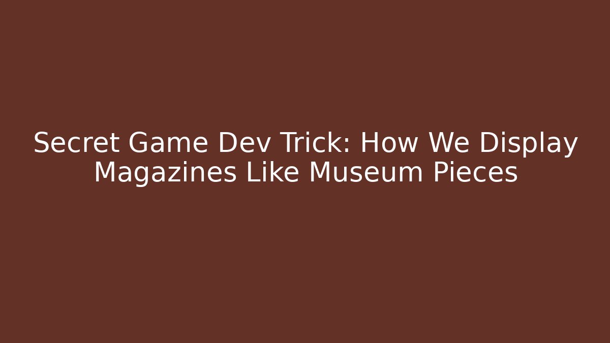 Secret Game Dev Trick: How We Display Magazines Like Museum Pieces
