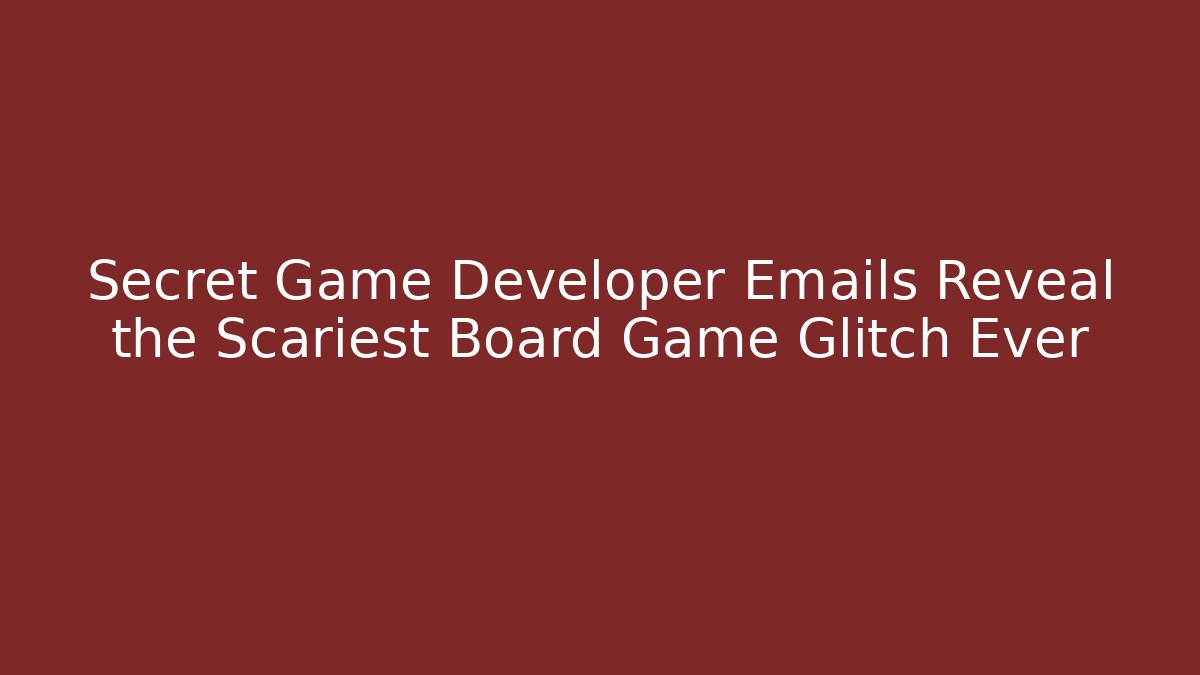 Secret Game Developer Emails Reveal the Scariest Board Game Glitch Ever
