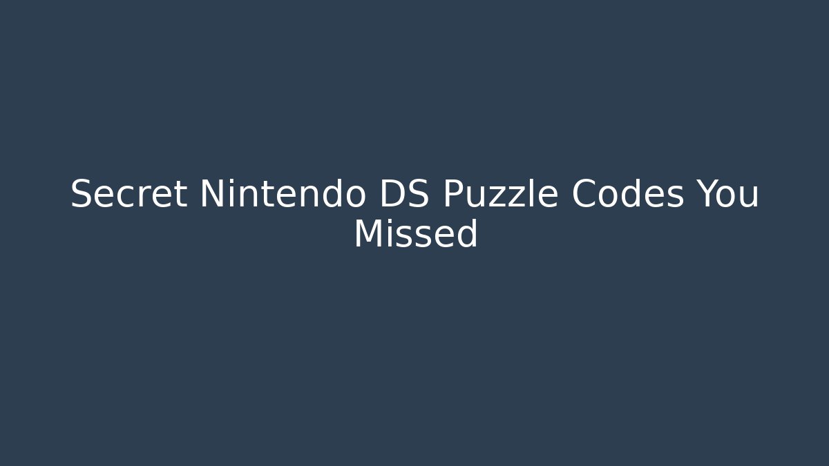 Secret Nintendo DS Puzzle Codes You Missed - Vintage E-Juice