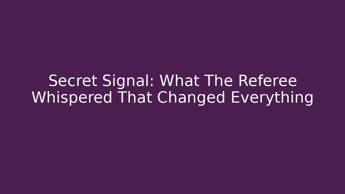 Secret Signal: What The Referee Whispered That Changed Everything - Vintage E-Juice