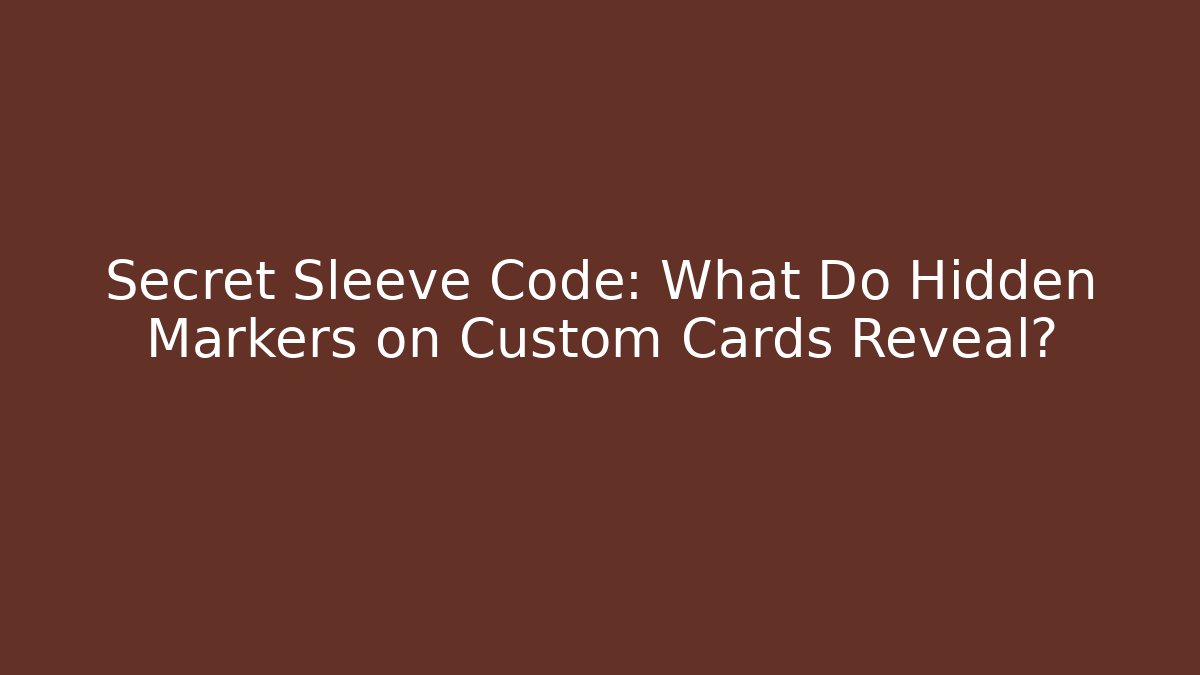 Secret Sleeve Code: What Do Hidden Markers on Custom Cards Reveal?