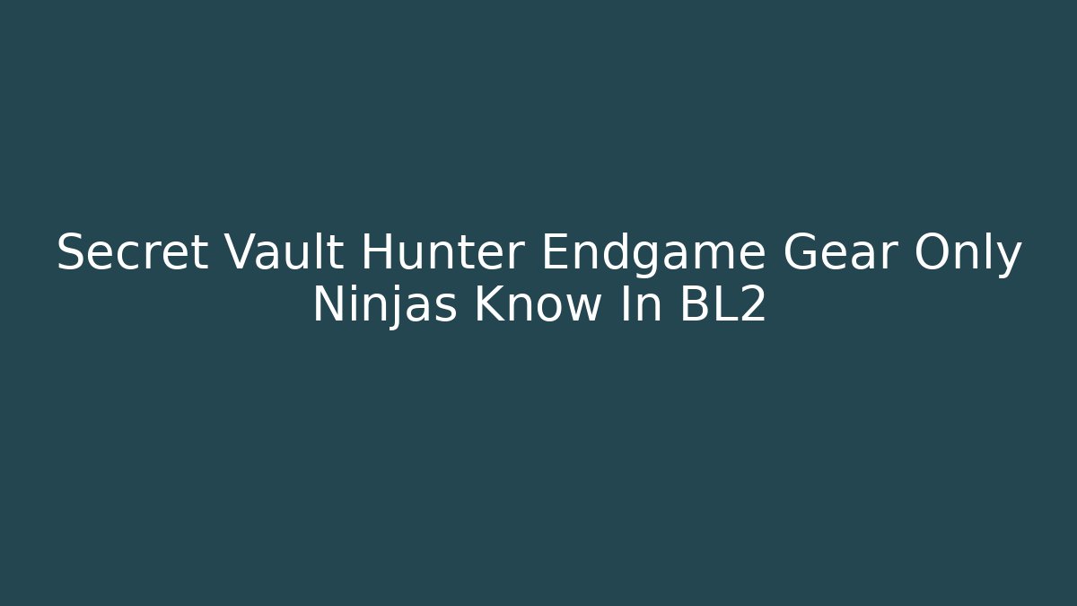Secret Vault Hunter Endgame Gear Only Ninjas Know In BL2