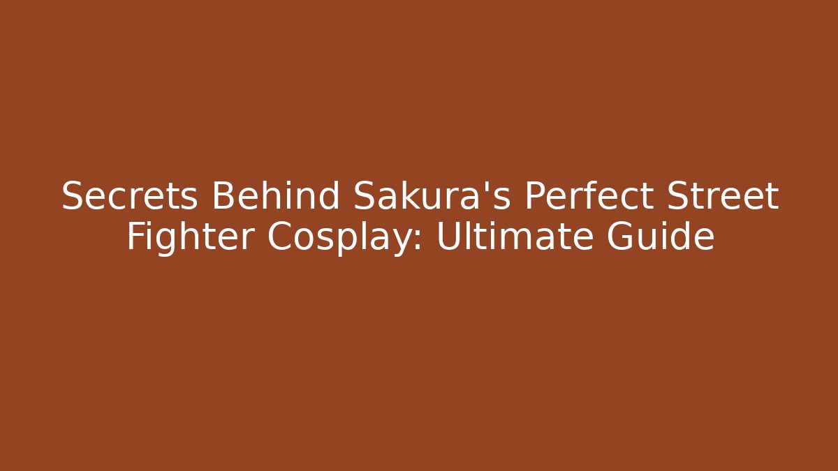 Secrets Behind Sakura's Perfect Street Fighter Cosplay: Ultimate Guide