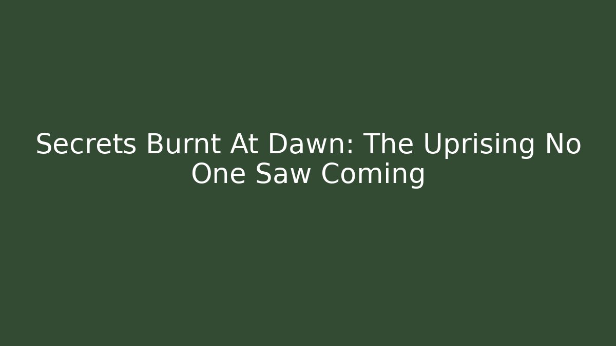 Secrets Burnt At Dawn: The Uprising No One Saw Coming