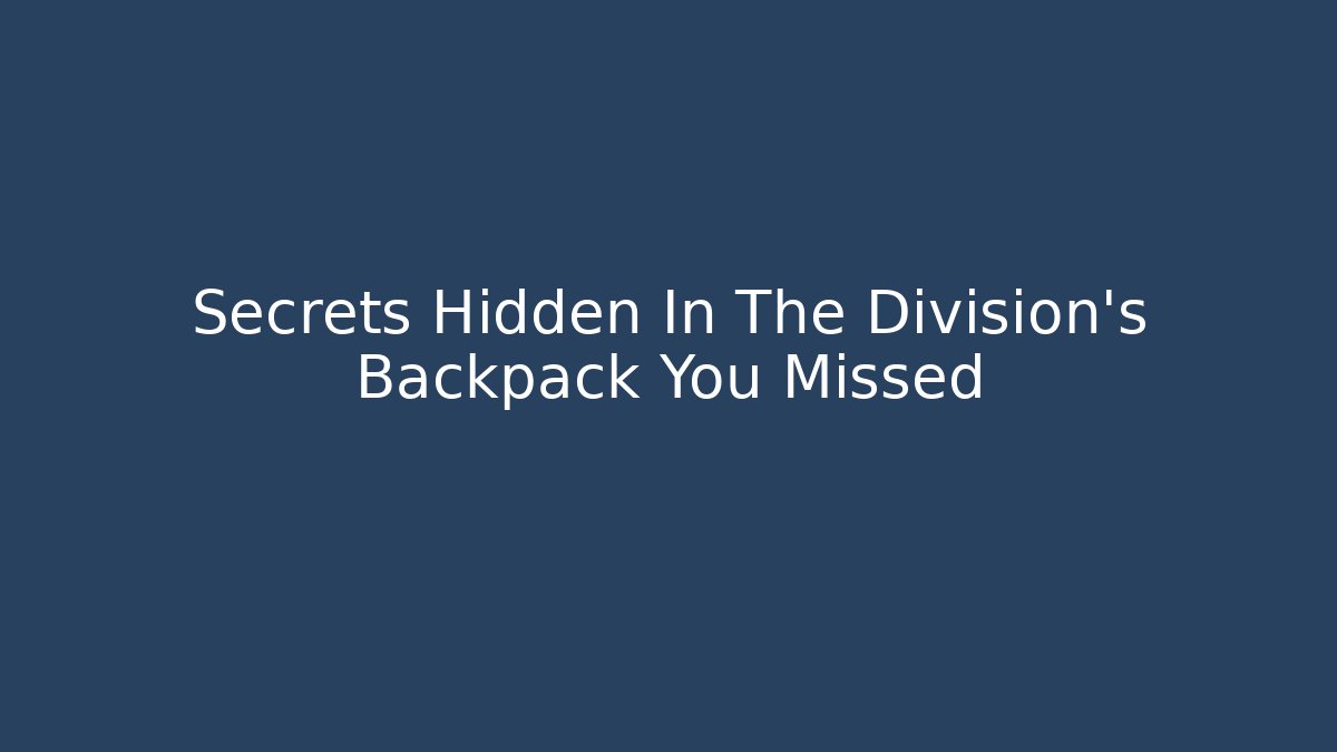 Secrets Hidden In The Division's Backpack You Missed