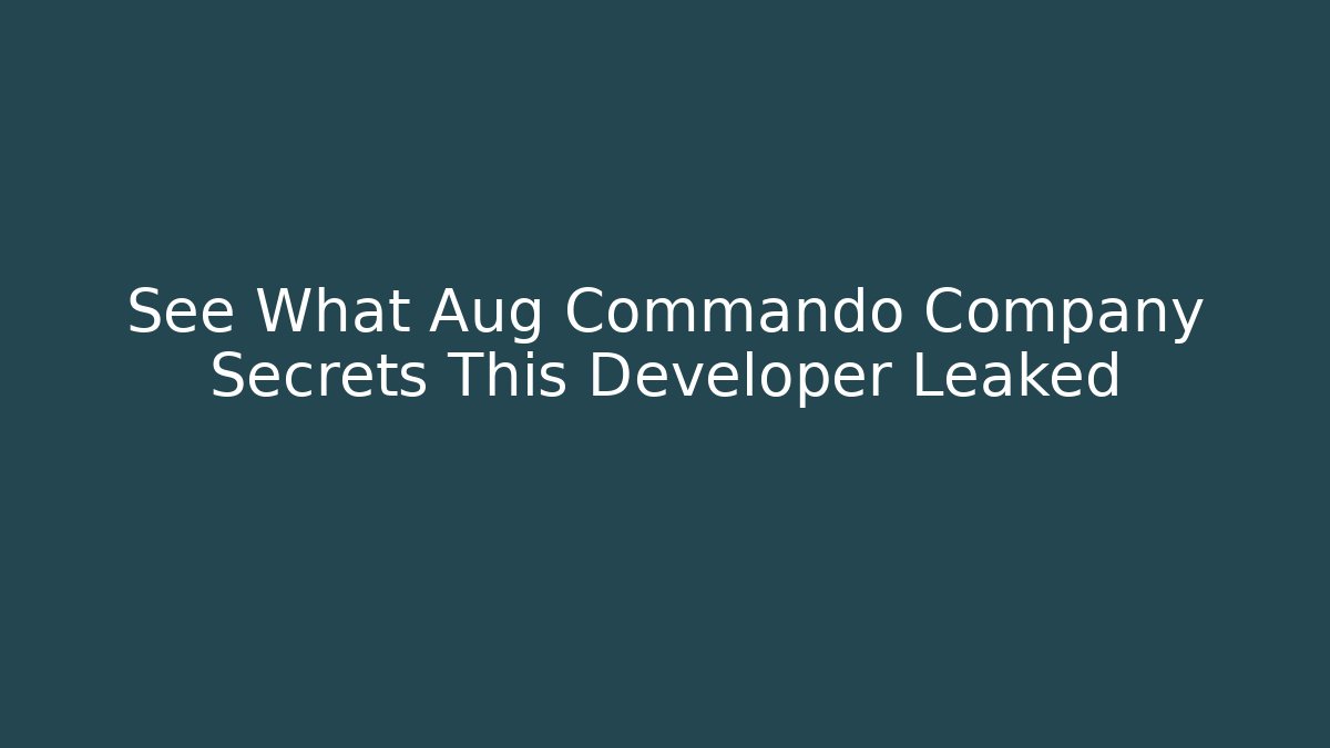 See What Aug Commando Company Secrets This Developer Leaked