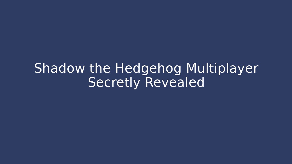 Shadow the Hedgehog Multiplayer Secretly Revealed