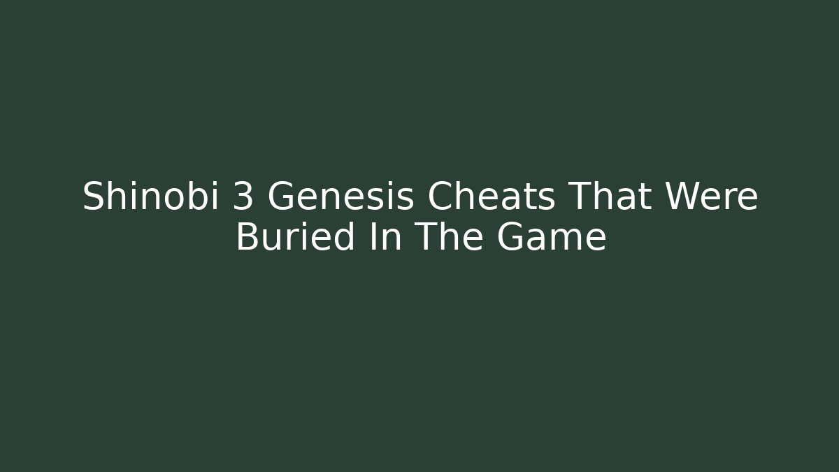 Shinobi 3 Genesis Cheats That Were Buried In The Game
