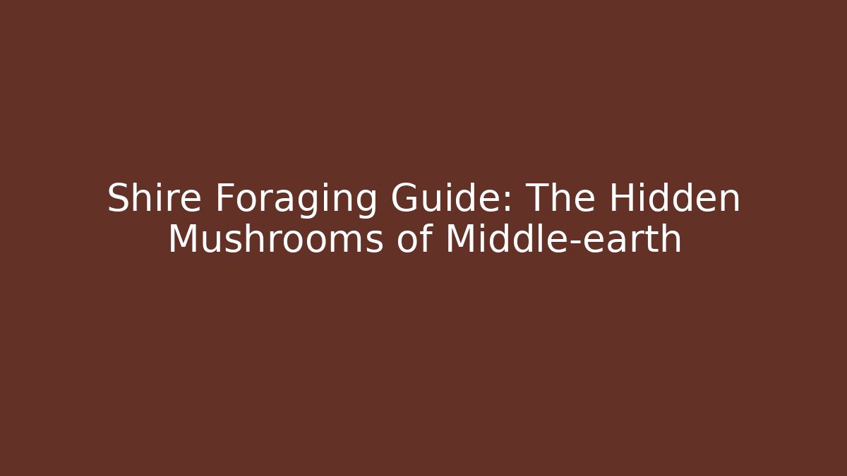Shire Foraging Guide: The Hidden Mushrooms of Middle-earth