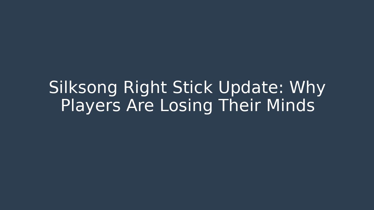 Silksong Right Stick Update: Why Players Are Losing Their Minds - Vintage E-Juice