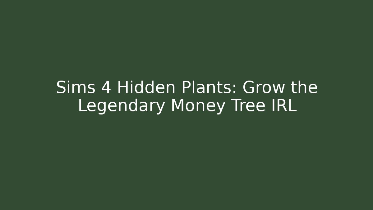 Sims 4 Hidden Plants: Grow the Legendary Money Tree IRL