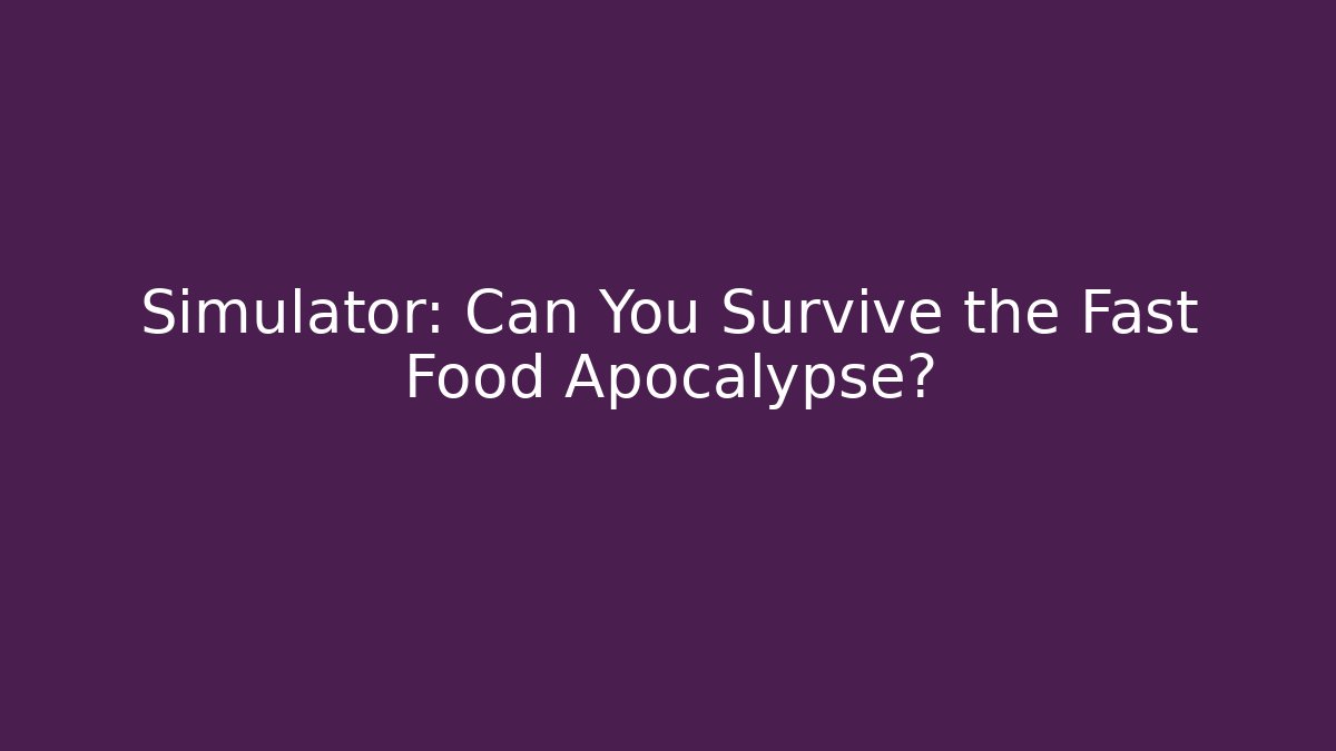 Simulator: Can You Survive the Fast Food Apocalypse?