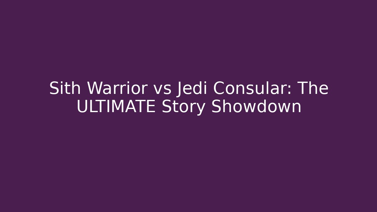 Sith Warrior vs Jedi Consular: The ULTIMATE Story Showdown