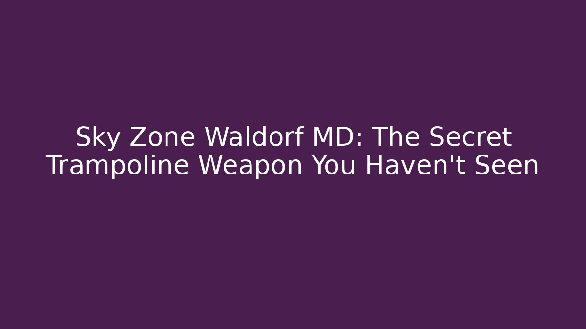 Sky Zone Waldorf MD: The Secret Trampoline Weapon You Haven't Seen