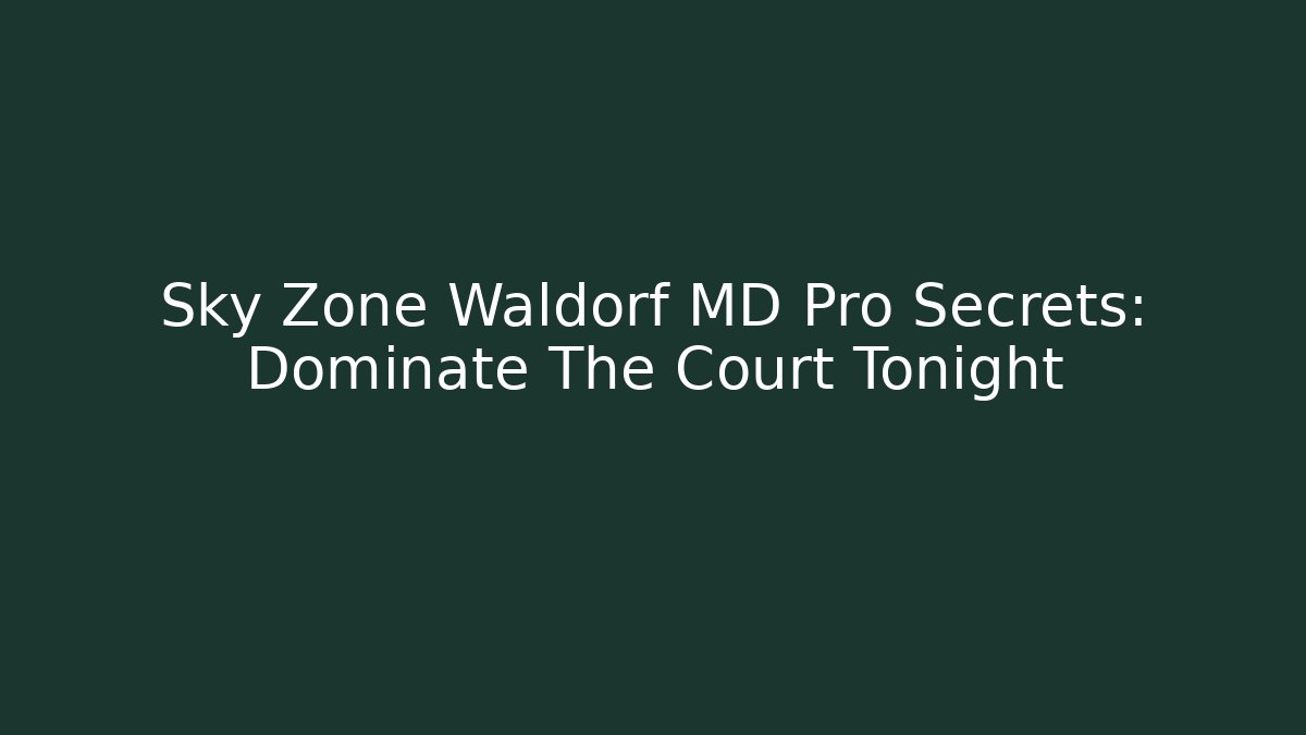 Sky Zone Waldorf MD Pro Secrets: Dominate The Court Tonight