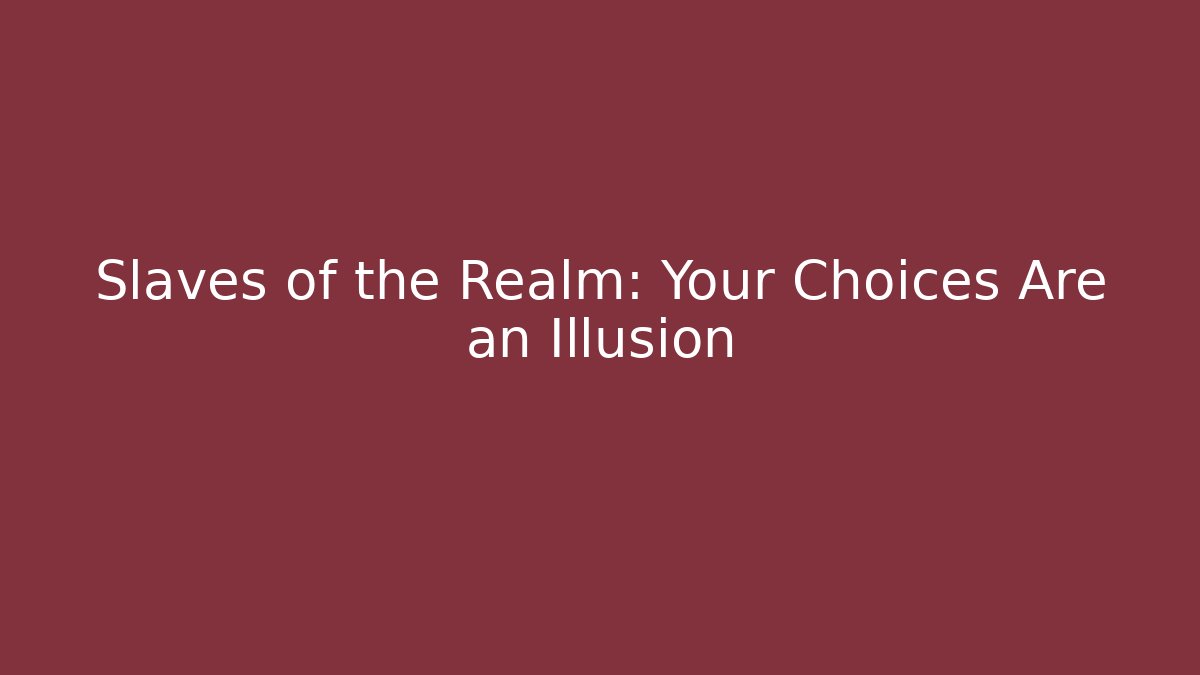 Slaves of the Realm: Your Choices Are an Illusion
