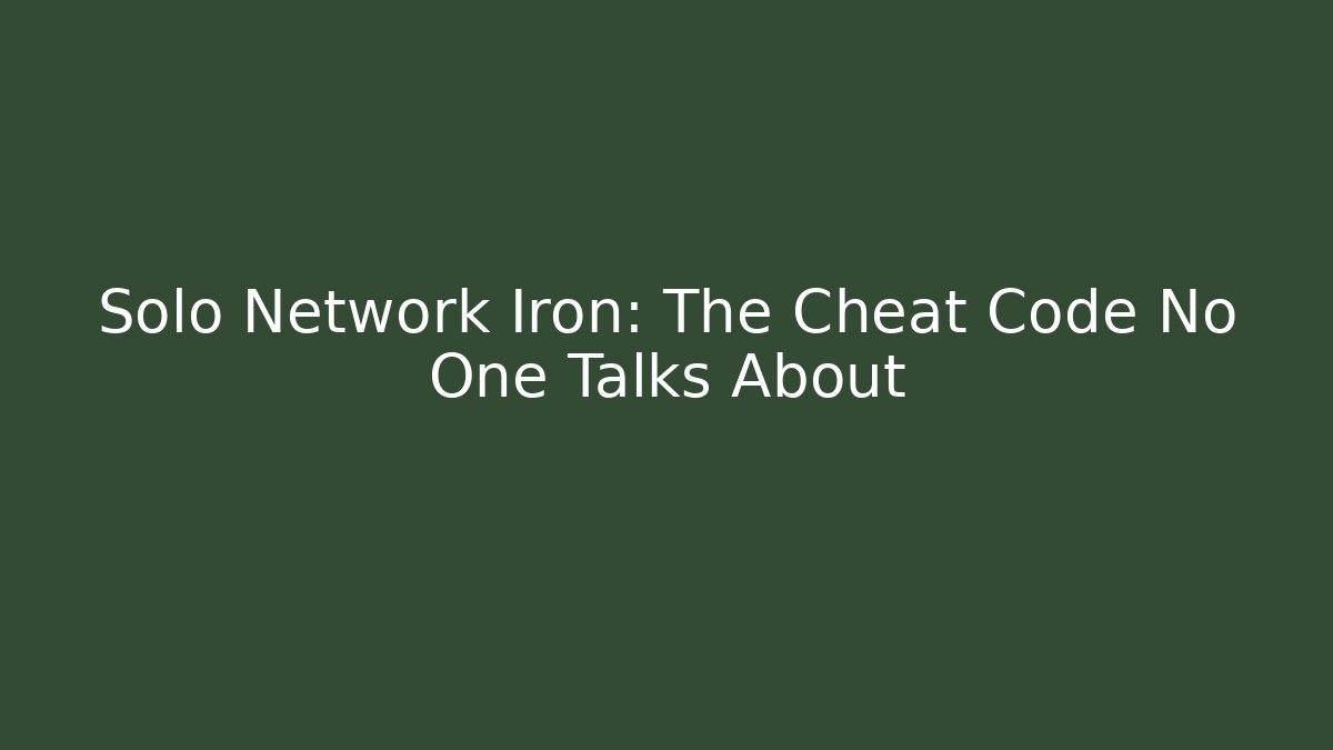 Solo Network Iron: The Cheat Code No One Talks About - Vintage E-Juice