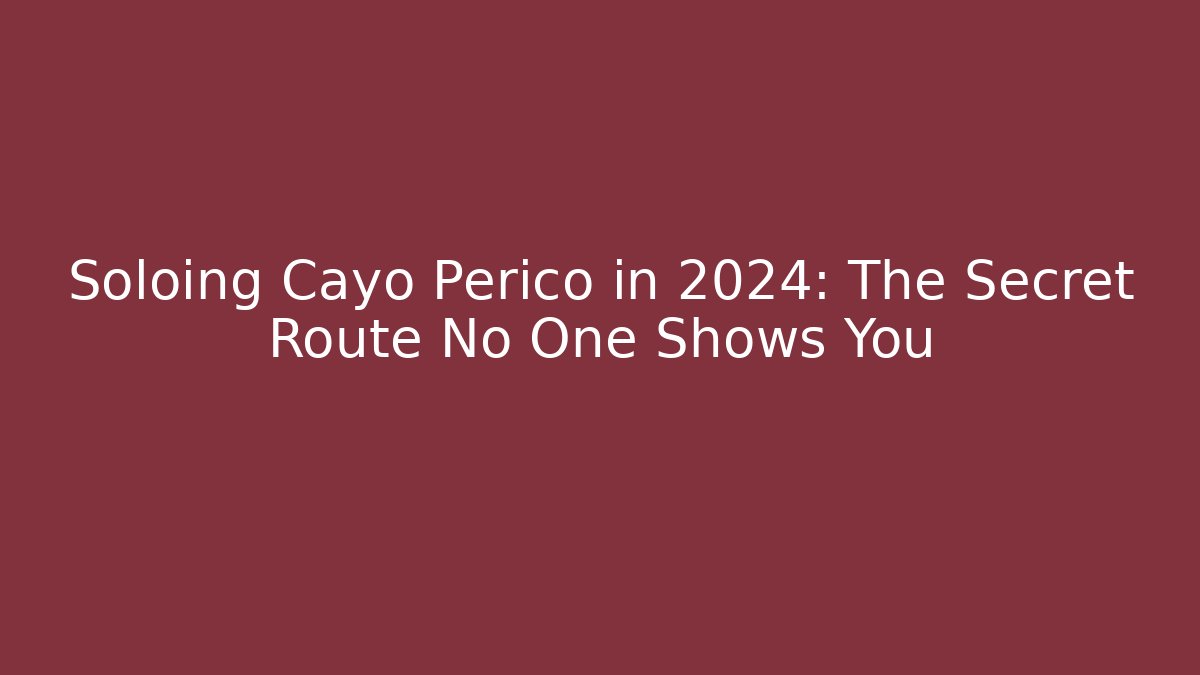 Soloing Cayo Perico in 2024: The Secret Route No One Shows You