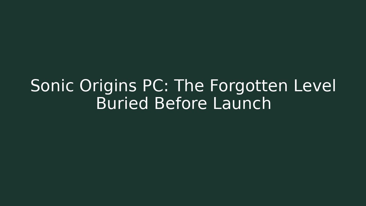 Sonic Origins PC: The Forgotten Level Buried Before Launch