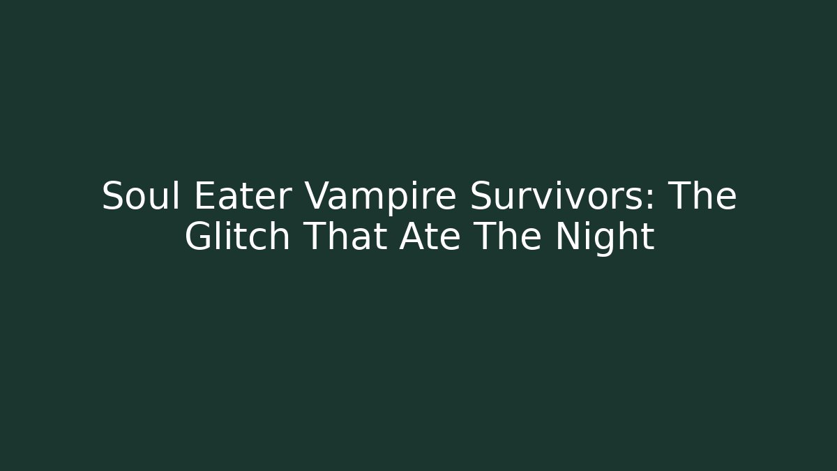 Soul Eater Vampire Survivors: The Glitch That Ate The Night