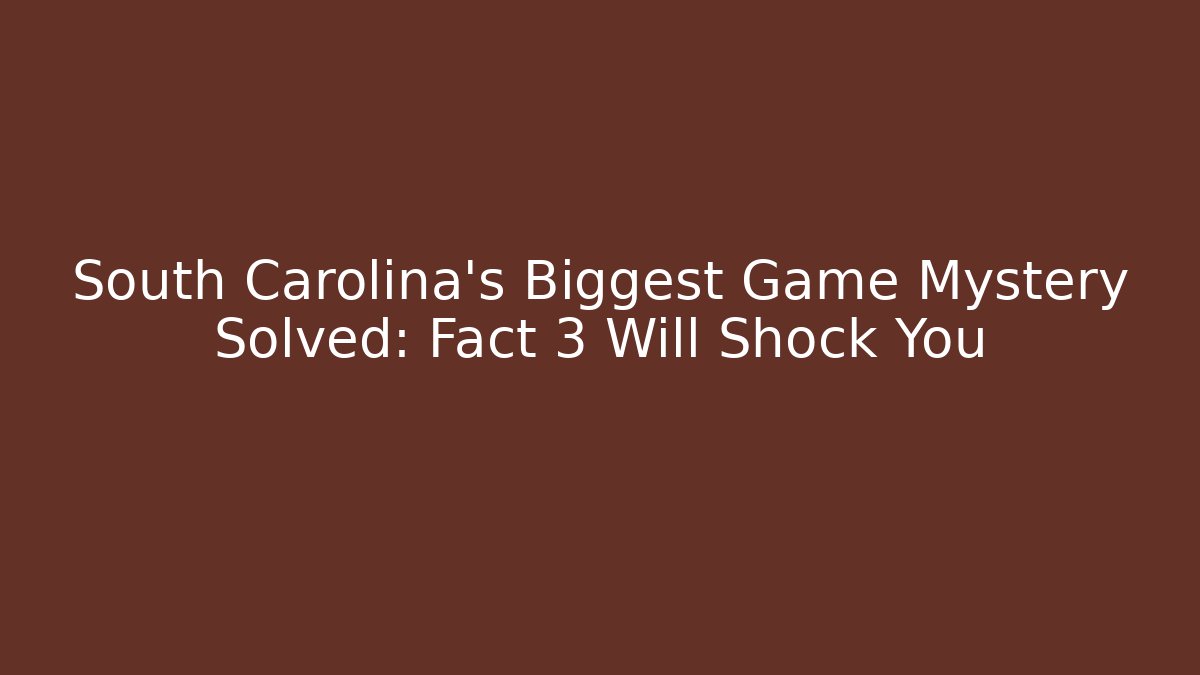 South Carolina's Biggest Game Mystery Solved: Fact 3 Will Shock You