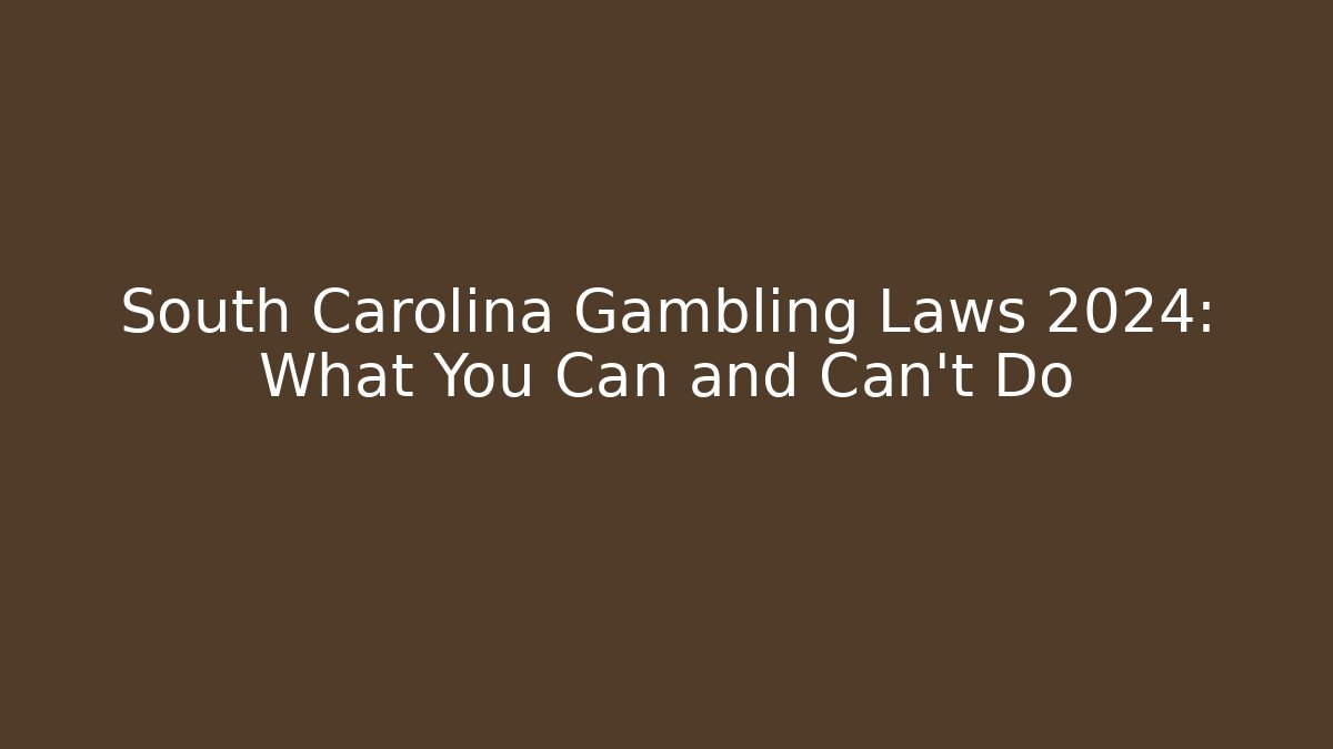 South Carolina Gambling Laws 2024: What You Can and Can't Do
