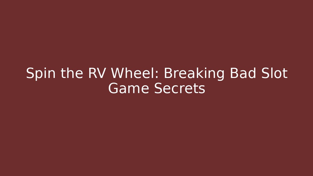 Spin the RV Wheel: Breaking Bad Slot Game Secrets
