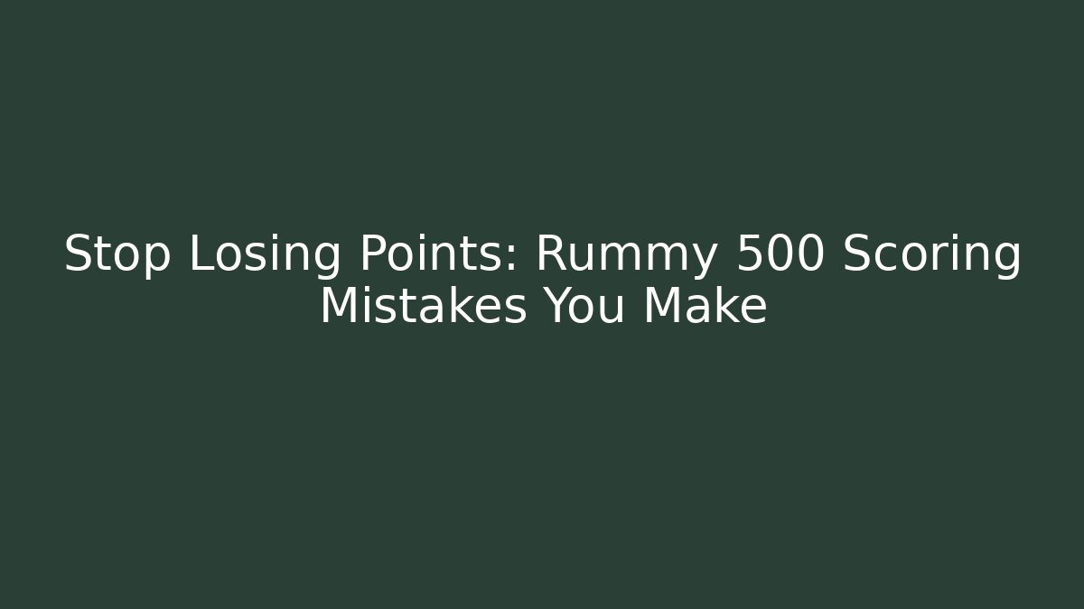 Stop Losing Points: Rummy 500 Scoring Mistakes You Make