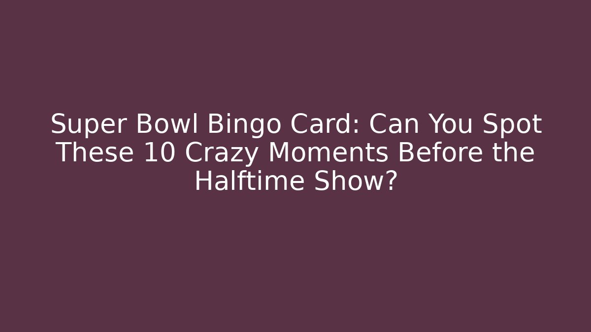 Super Bowl Bingo Card: Can You Spot These 10 Crazy Moments Before the Halftime Show?