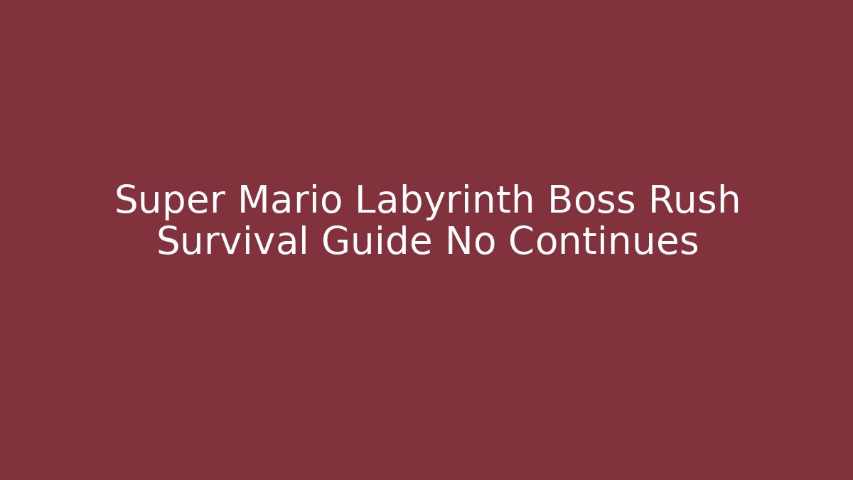 Super Mario Labyrinth Boss Rush Survival Guide No Continues